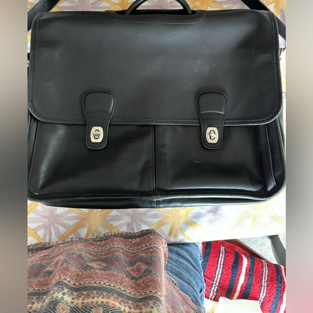 Coach black large leather briefcase.